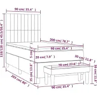 vidaXL Boxspring met matras stof donkerbruin 90x200 cm