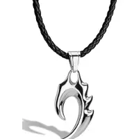 SERASAR Heren Lederen Ketting [Flame] - Zilver 50cm - Hals Sieraden Hanger