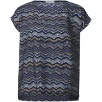 Street One Dames Blouse met ronde hals - Blauw - 44