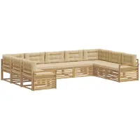 Syfax Buiten bankenset 9 pcs Wit en Beige Massief Acaciahout