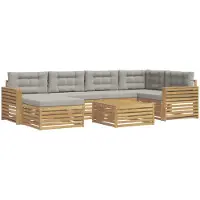 Syfax Buiten bankenset met kussen 7 pcs Wit en Lichtgrijs