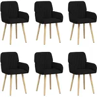 vidaXL Eetstoelen 6 st Stof Zwart 56,5 x 50 x 87,5 cm