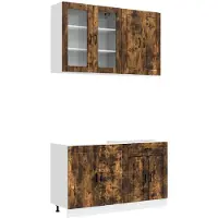vidaXL Keukenelement PORTO, 4 stuks, gerookt eikenhout, houtvezel