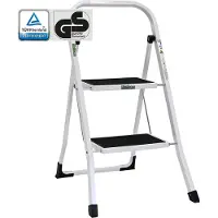 TRUTZHOLM Opvouwbare Trapladder 2 Treden Wit - TÜV/GS 150kg Huishoudtrap - Heavy Duty Trapje met Antisliptreden Keukentrap