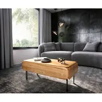 DELIFE Salontafel Shavani 100x50 cm acacia natuur 1 lade L-poot metaal zwart