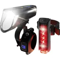 Fischer Fahrrad Fischer Fietsverlichting LED-Accu-verlichtingsset PLUS 100/180 grootlicht + TWIN STOP (set, 2-delig)