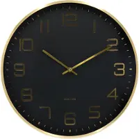 Karlsson Elegance Glow, Wandklok, Digitale klok, Rond, Zwart, Goud, Aluminium, Batterij