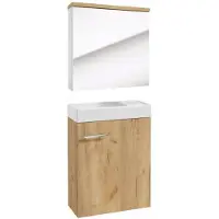 Deftrans Badkamermeubelset met wastafel 50x70 cm + spiegelkast 50x60 cm, Verona ambachtelijk eikenhout