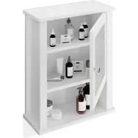 Relaxdays Badkastje, hangend, met 3 vakken, deur van acrylglas, geringe diepte, afmetingen (hoogte x breedte x diepte): 52 x 42 x 18 cm, hangkast voor de badkamer, wit