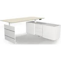 Kerkmann Move 3 Zit-sta-bureau Vrije vorm Esdoorn T-Voet 3 Lades 1,800 (B) x 800 (D) x 1.200 (H) mm Hout