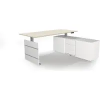 Kerkmann Büromöbelfabrik Kerkmann Move 3, elektrisch verstelbaar bureau, esdoornhout, wit, rechthoekig, zilverkleurig frame, 180,0 x 80,0 cm