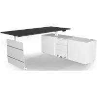 Kerkmann Move 3 Zit-sta-bureau Vrije vorm Antraciet T-Voet 3 Lades 1,800 (B) x 800 (D) x 1.200 (H) mm Hout
