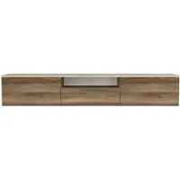 Vente-unique Hangend tv-meubel met 3 deuren en 1 nis - Donker naturel en beige Travertijn-effect - LOTULA