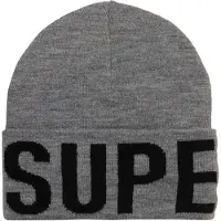 Superdry Gebreide Beanie met Merklogo Silver Grootte: 1SIZE