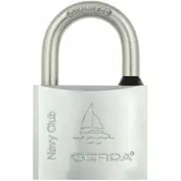 Gerda Roestvrijstalen hangslot, chroom, 60 mm / navy club