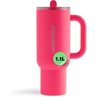 Waterdrop Explorer Thermo Drinkbeker 1,1 L - 12 uur koud - Drinkbeker met rietje, handvat en lekvrij deksel - Neon Pink - Perfect voor ijskoude dranken