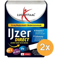 Lucovitaal 2x IJzer Bisglycinaat Direct Bosbessensmaak (20 zakjes)