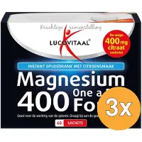 Lucovitaal 3x Magnesium Citraat Poeder 400mg (60 zakjes)