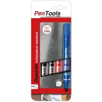 Pentel permanente markers met wigpunt, 4 stuks, diverse kleuren