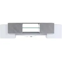OKWISH TV-Meubel - 180x40x46,5 Cm - 4 Deuren (2 L-Deuren) - Met Bluetooth-LED - MDF Wit+Grijs - Geschikt Voor 60/65/70 Inch TV