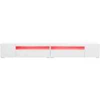 OKWISH TV-Kast – Moderne Serie – Veranderbare LED – Symmetrisch Ontwerp Met Extra Lange Opbergruimte – MDF Wit – 240x35,5x38,5 cm – Draagkracht 80 kg