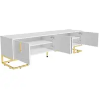OKWISH Televisiemeubel - 4 Deuren Met Planken - Veel Opbergruimte Voor Woonkamer - Spaanplaat Wit - 170x40x45,5 cm