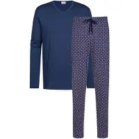 Mey Pyjama lang 'Tie Minimal' donkerblauw