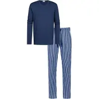 Mey Pyjama lang 'Graphic Stripes' blauw