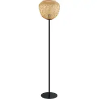 Eglo Dembleby Vloerlamp - Staande lamp - E27 - 150 cm - natuur/hout - Zwart