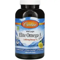 Carlson , Wild Noorse, Elite Omega-3 Juwelen, Natuurlijke Citroen, 1.600 mg, 180 Zachte Gelatinecapsules (800 mg per Zachte Gelatinecapsule)