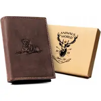 Always Wild Grote leren portemonnee met een gepersonaliseerd ontwerp.