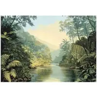 WALLARENA - Fotobehang - 150x105 cm - Dschungel natuur groen slaapkamer salon vliesbehang