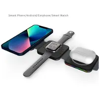 INF 3-in-1 draadloze oplader Magnetisch opvouwbaar laadstation Black