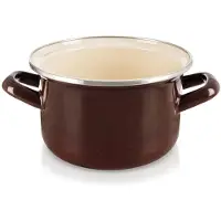Orion Bruine emaille pot 16 cm, 1,4 l