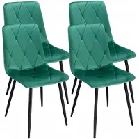 Jumi 4 x Gestoffeerde Stoel, gewatteerd fluweel, modern