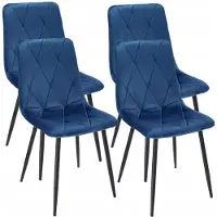 Jumi 4 x Gestoffeerde Stoel, gewatteerd fluweel, modern