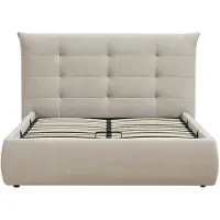 Vente-unique Bed met opbergruimte stof beige 140 x 190 cm