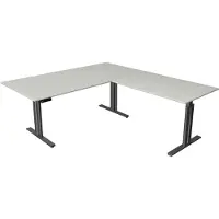 Kerkmann Hoekbureau Move-3 elegant - licht grijs - 200x220 cm - elektrisch verstelbaar