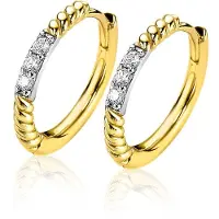 Zinzi zilveren oorringen 14K geelverguld gedraaid 16 x 2mm witte zirconia's ZIO2128Y