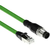 ACT SC3810 Industriële Sensorkabel | M12A 8-Polig Male naar RJ45 Male | Ultraflex SF/UTP TPE kabel | Afgeschermd | IP67 | Groen | 1,5 meter