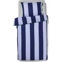 HEMA Kinderdekbedovertrek 140x200cm Zacht Katoen Strepen Blauw (blauw)