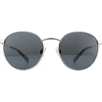 Polaroid ronde unisex palladium grijze zilveren spiegel gepolariseerde zonnebril