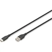 Digitus AK-300340-020-S USB-kabel USB 2.0 USB-A stekker, USB-C stekker 2.00 m Zwart (mat) Flexibel, Zeer flexibel, Met USB, Silicone, Uitstekende