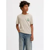 Jack & Jones JUNIOR T-shirt met backprint - beige Jongens Katoen Ronde hals - maat 140