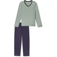 Schiesser Pyjama 'Casual Essentials' marine / groen / wit