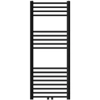 LuxeBath Badkamerradiator met middenaansluiting 500x1200 mm zwart mat gebogen met basisaansluitset