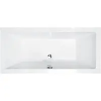 Besco QUADRO ligbad 155 x 70 cm wit met hoofdsteun met bamboe badplank