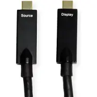 Roline USB 3.2 Gen 2-kabel, AOC, C-C, Male/Male, 10 Gbit/s, 4K60Hz, PD (Power Delivery) 60 W, zwart, 10 m
