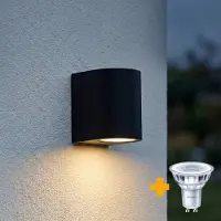 LedLoket PHILIPS LED Wandlamp | Buitenlamp | Sacramento| Incl. Philips lichtbron | Zwart | 2700K - Warm wit (827)