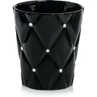 Polnix - Glanzende Keramische Bloempot - Zwart - 15 cm - Met Strass